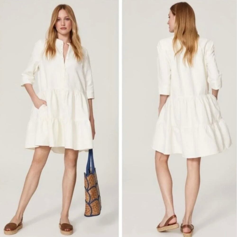 APIECE APART Maurino Drop Waist Mini Dress - Linen/Cotton Blend - Cream - Sz 2X